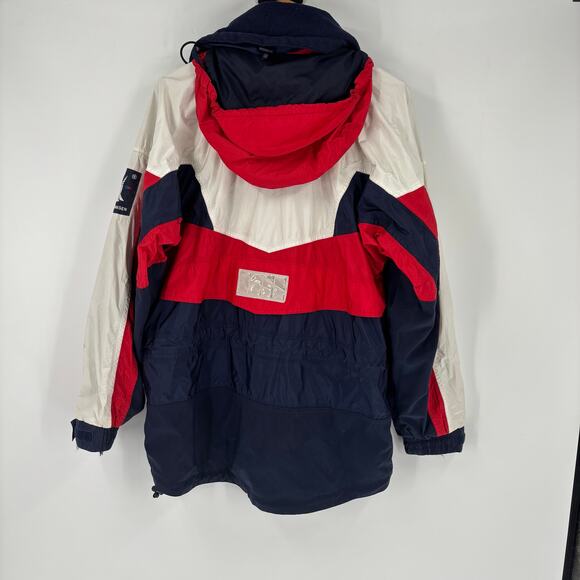 Vintage Helly Hansen Jacket Small Men’s Red White Blue 90’s Hood Shell Sailing - Picture 2 of 10
